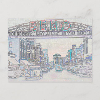POSTAL RENO NEVADA VINTAGE COLORIDO COLOR DEL AGUA ARTE D