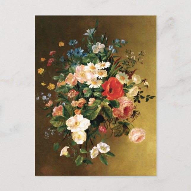 Postal Renoir - Bouquet de flores, 1858 (Anverso)