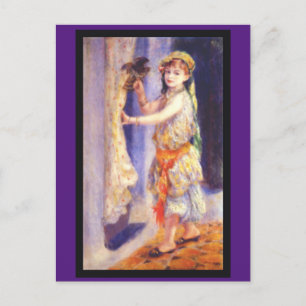 Postal Renoir, Chica con pájaro,