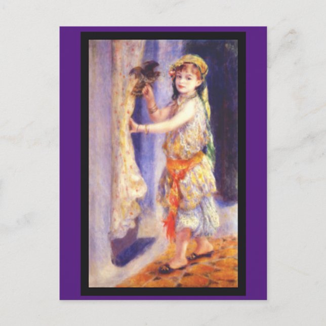 Postal Renoir, Chica con pájaro, (Anverso)