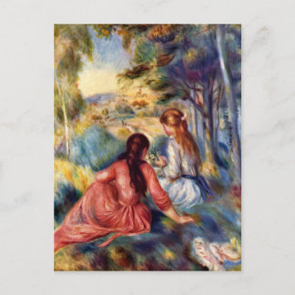 Postal Renoir: Dos Chicas sentados en la hierba