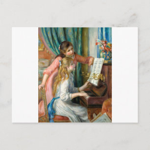 Postal Renoir Dos Niñas en el Piano Imprimir Música Arte