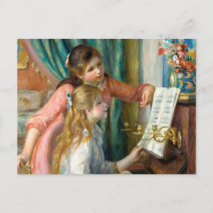 Postal Renoir Dos Niñas en el Piano Imprimir Música Arte