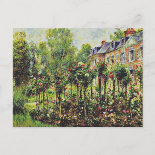 Postal Renoir - El jardín Rosa en Wargemont-1879 (Anverso)
