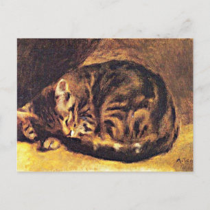 Postal Renoir: Gato durmiendo