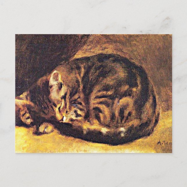 Postal Renoir: Gato durmiendo (Anverso)