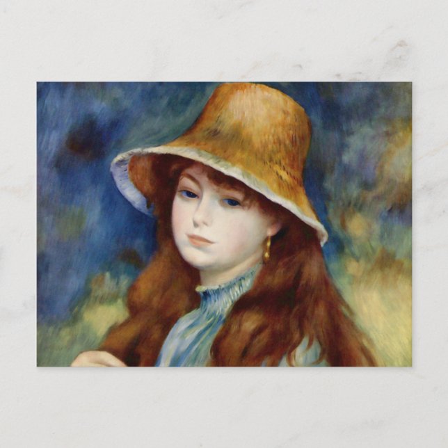 Postal Renoir joven Chica en un Gorra de paja (Anverso)