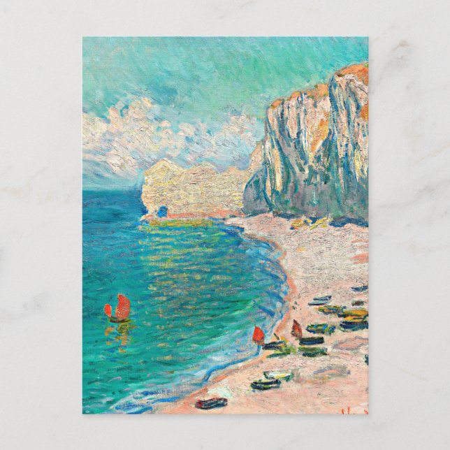 Postal Renoir - La playa y el Falaise d'Amonte (Anverso)