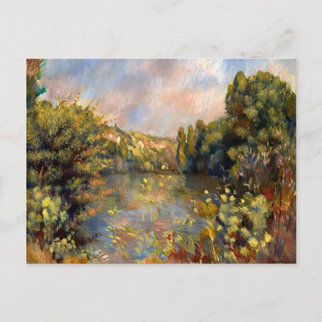 Postal Renoir - Lakeside, pintura de paisajes (Anverso)