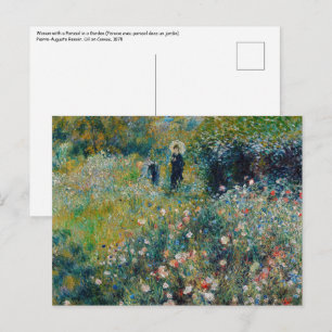 Postal Renoir - Mujer con sombrilla en un jardín