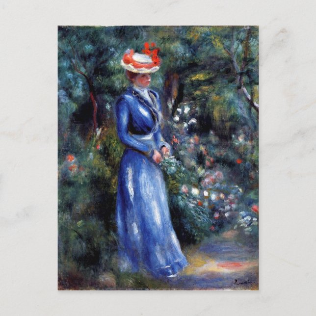 Postal Renoir - Mujer con vestido azul (Anverso)