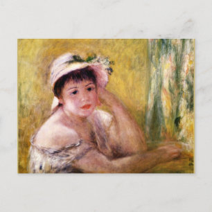 Postal Renoir, mujer en Gorra de paja