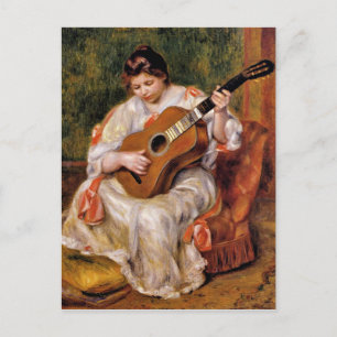 Postal Renoir - Mujer tocando la guitarra,