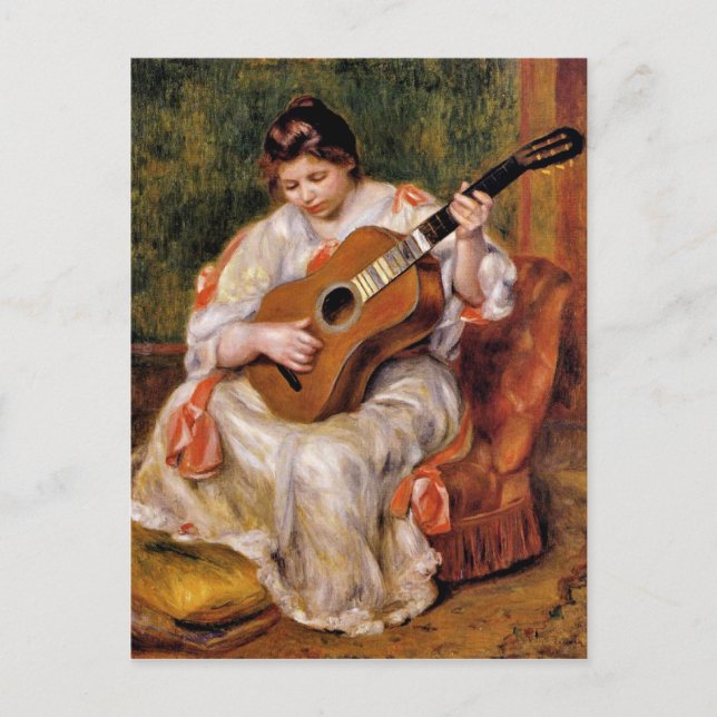 Postal Renoir - Mujer tocando la guitarra, (Anverso)
