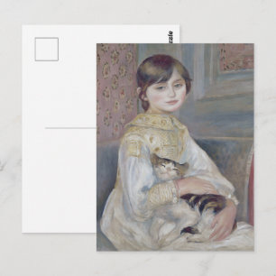 Postal Renoir - Niño con Bella Artes de gato
