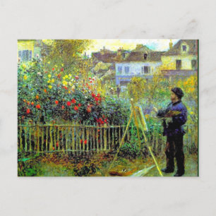 Postal Renoir - Pintura de Monet en su jardín,