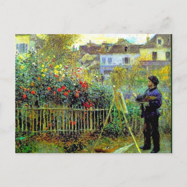 Postal Renoir - Pintura de Monet en su jardín, (Anverso)