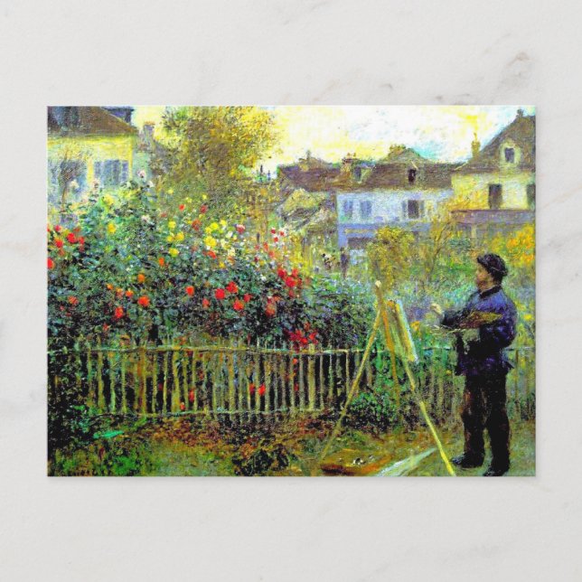 Postal Renoir - Pintura de Monet en su jardín (Anverso)