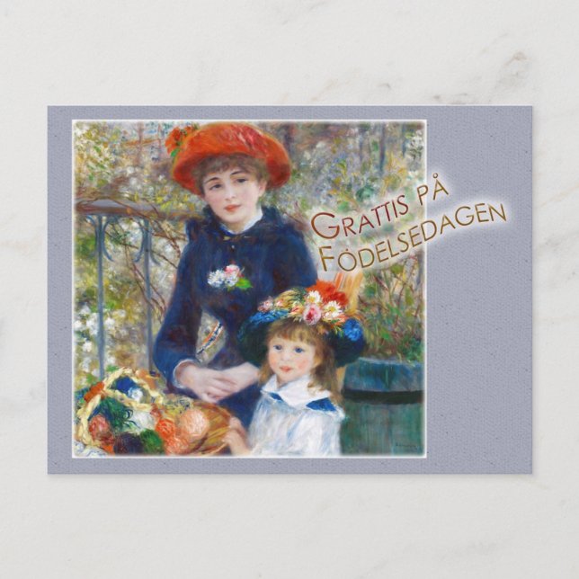 Postal Renoir Två systra CC0399 Födelsdagskort (Anverso)
