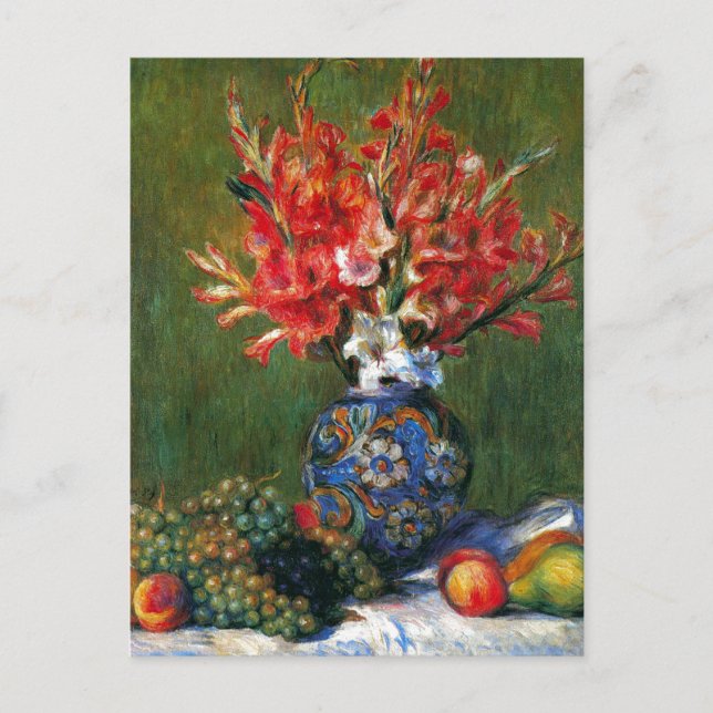 Postal Renoir vida Flores y pintura al arte de la fruta (Anverso)