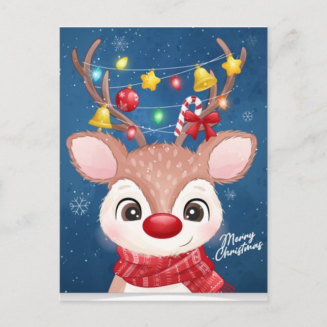 Postal Renos de Navidad con Luces (Anverso)