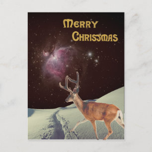 Postal Renos de Navidad surrealistas en el espacio
