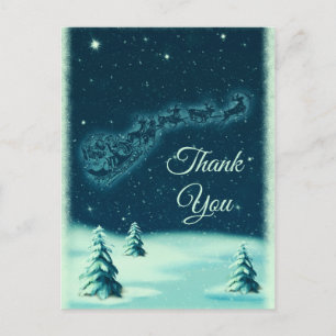 Postal Renos tirando a Santa Claus Navidad Gracias