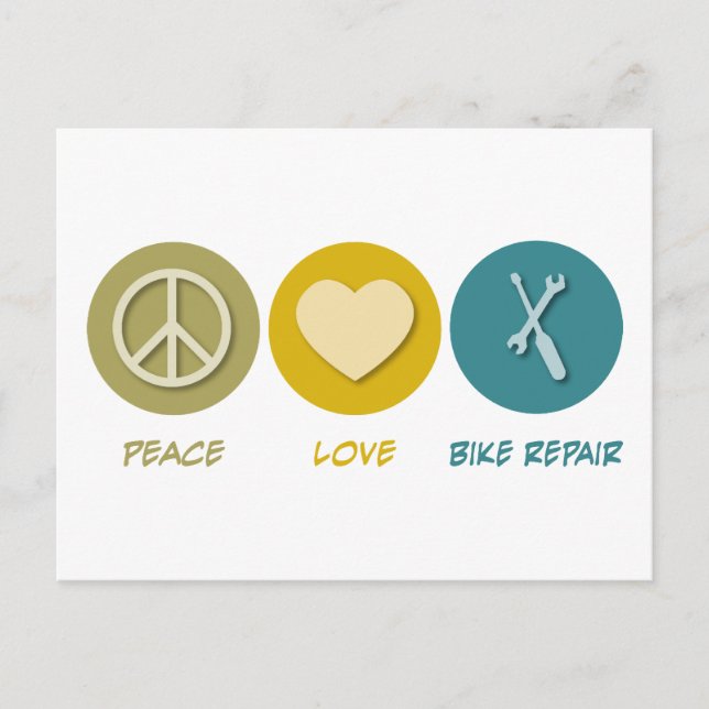 Postal Reparación de la bicicleta de Peace Love (Anverso)