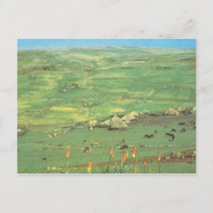 Postal Réplica de Etiopía de época, aldea de chozas cónic