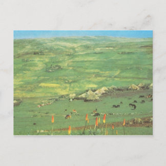 Postal Réplica de Etiopía de época, aldea de chozas cónic