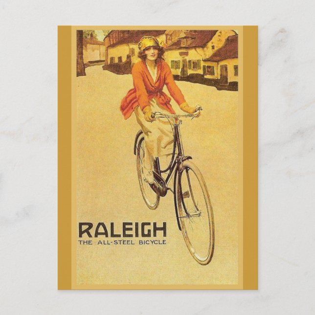 Postal Replica Publicidad de época, Bicicletas Raleigh (Anverso)
