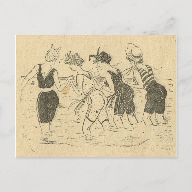 Postal Réplica Vintage, fiesta de playa (Anverso)