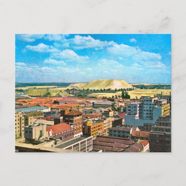 Postal Réplica Vintage Johannesburgo, minas de oro (Anverso)