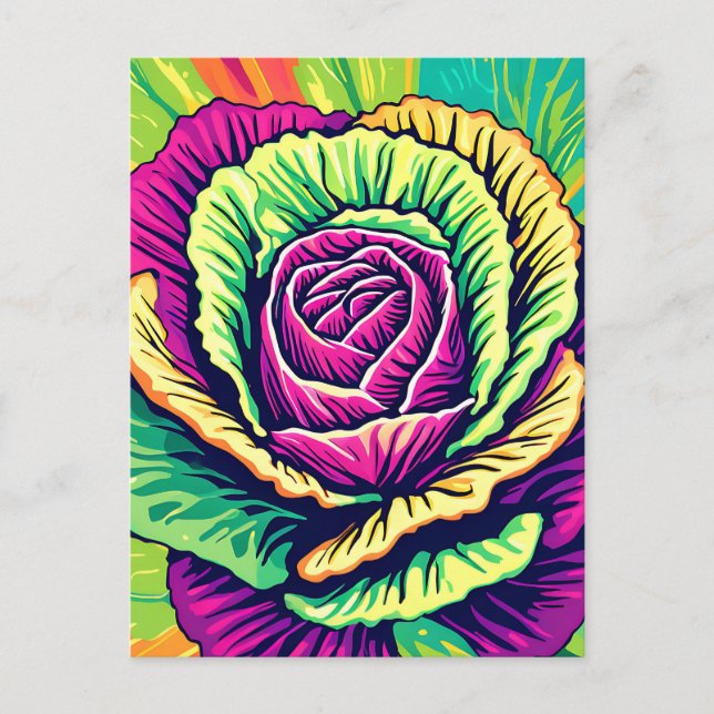 Postal Repollo Vibrante Pop Art (Anverso)