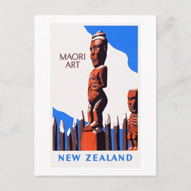 Postal Reponen afiche de arte maorí de Nueva Zelanda (Anverso)