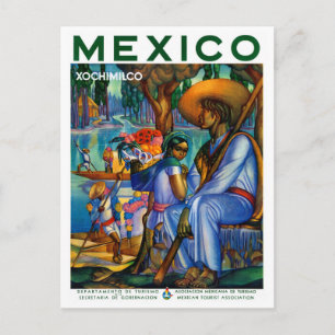 Postal Reponen afiche de la cosecha de Xochimilco en Méxi
