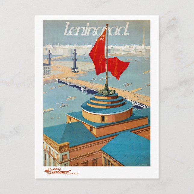 Postal Reponen afiche de la época de la URSS en Leningrad (Anverso)