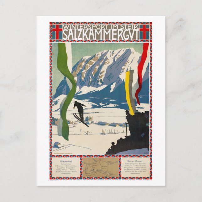 Postal Reponen afiche de la época de Salzkammergut Austri (Anverso)