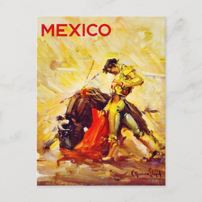 Postal Reponen afiche de la vieja luchadora de toros de M (Anverso)