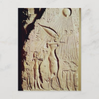 Representación de Amenophis IV, Nefertiti y su hij