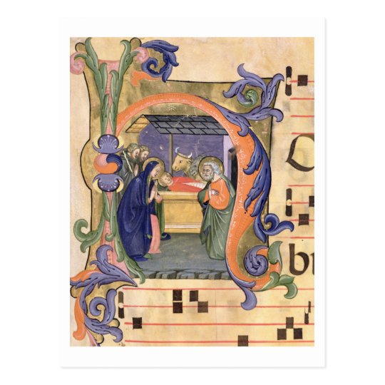 Postal Representación de la inicial "H" del ms 571 f.6r