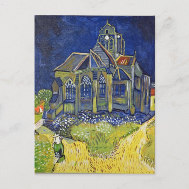 Postal Reproducción artística de Van Gogh, La Iglesia de  (Anverso)