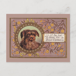 Postal Reproducción de cosecha de perro marrón