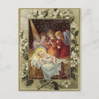 Postal Reproducción Vintage de Natividad de Navidad