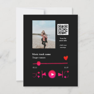 Postal Reproductor de música personalizado código q r de 