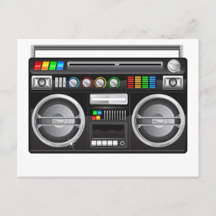 Postal reproductor gráfico retro boombox