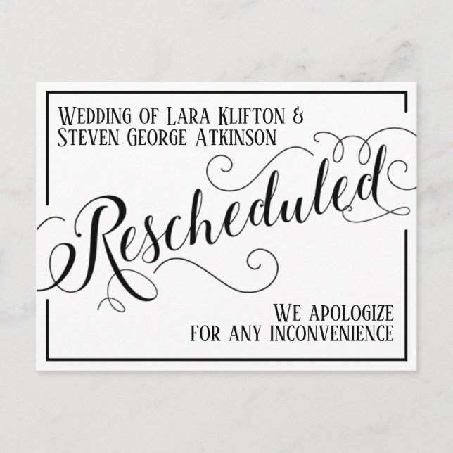 Postal Reprogramación del diseño de la invitación. (Anverso)