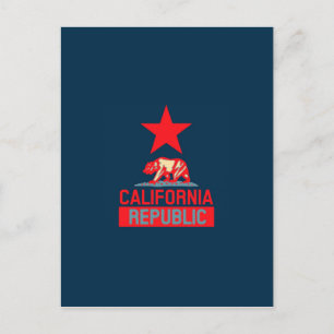 Postal República de California en rojo y azul