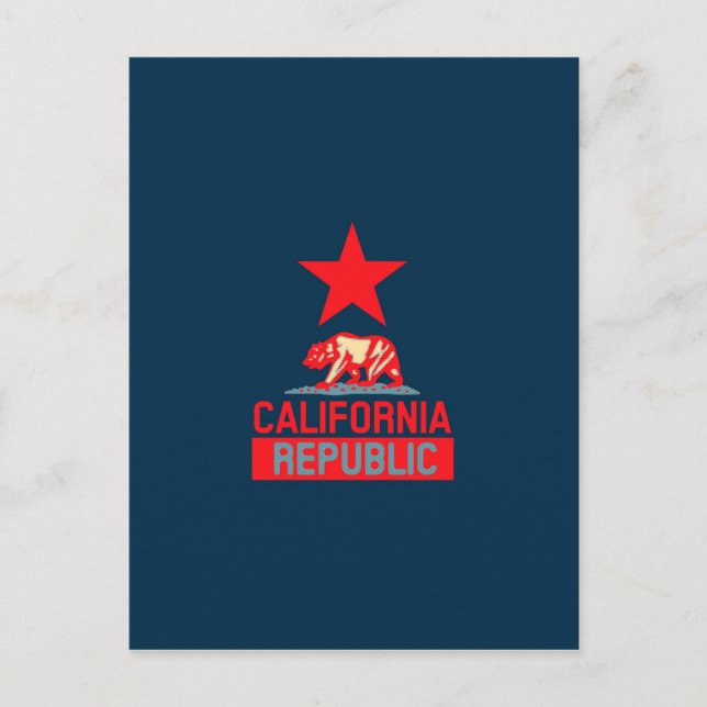 Postal República de California en rojo y azul (Anverso)