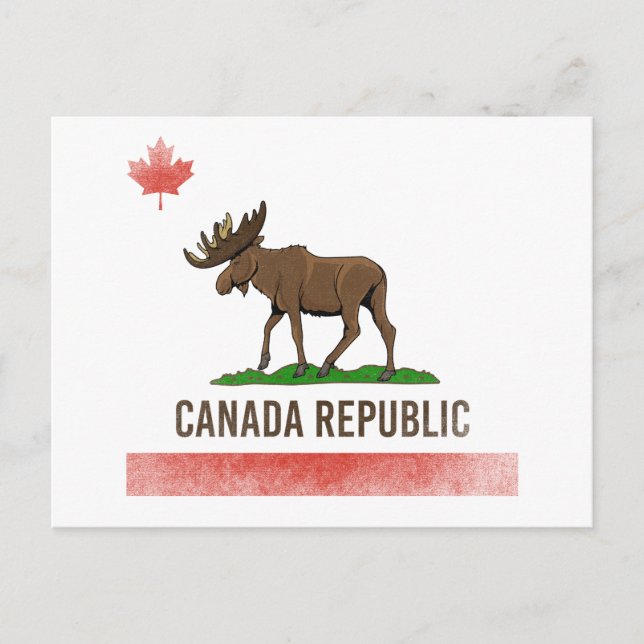Postal República de Canadá - Moose de Canadá y Bandera de (Anverso)